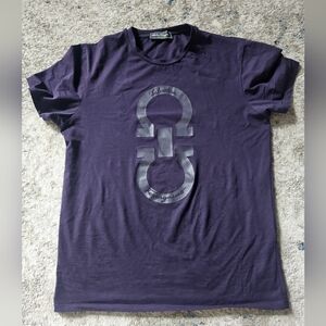 Salvatore Ferragamo Mens Big Logo Purple T-shirt size Xl 52 Slim Made In Italy